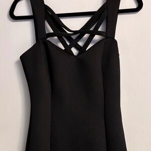 Guess Los Angeles Black Cocktail Dress Sz 8 Sleeveless Crisscross Front